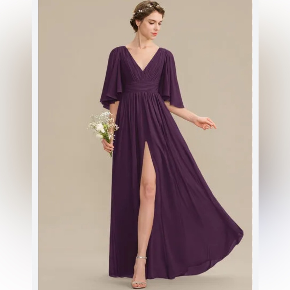 JJs House New Women’s Custom Size Grape Purple Chiffon Maxi Bridesmaid Dress NWT